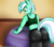 Size: 2250x2000 | Tagged: safe, artist:novaspark, lyra heartstrings, anthro, g4, ass, breasts, busty lyra heartstrings, butt, clothes, dock, exercise ball, female, high res, lyra hindstrings, lyrebutt, midriff, pants, patreon, patreon logo, plot, solo, sports bra, yoga pants