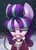 Size: 1225x1694 | Tagged: safe, artist:nestorust, snowfall frost, starlight glimmer, pony, unicorn, a hearth's warming tail, g4, clothes, crying, female, glasses, looking down, mare, snow, solo