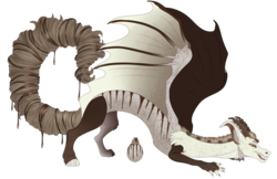 Size: 1540x996 | Tagged: safe, artist:bijutsuyoukai, oc, oc only, draconequus, food pony, original species, cookies and cream, crouching, draconequified, draconequus oc, food, food draconequus, simple background, solo, species swap, transparent background