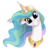Size: 512x512 | Tagged: safe, artist:hilloty, princess celestia, pony, g4, bust, commission, crown, cute, cutelestia, female, floppy ears, gold, jewelry, looking at you, mare, peytral, portrait, princess, regalia, signature, simple background, smiling, solo, sticker, transparent background