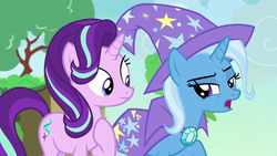 Size: 1280x720 | Tagged: safe, screencap, starlight glimmer, trixie, pony, unicorn, g4, to change a changeling, duo