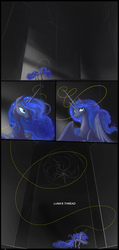 Size: 800x1682 | Tagged: safe, artist:jaeneth, princess luna, pony, comic:luna's thread, g4, dark background, female, solo