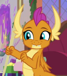 Size: 803x912 | Tagged: safe, screencap, smolder, dragon, g4, the hearth's warming club, claws, cleaning, cropped, cute, dragoness, fangs, female, folded wings, horns, raised eyebrows, slit pupils, smolderbetes, solo, teenaged dragon, teenager, too cute, wings
