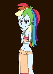 Size: 961x1329 | Tagged: safe, artist:hunterxcolleen, rainbow dash, equestria girls, g4, belly button, bracelet, chel, clothes, cosplay, costume, ear piercing, earring, jewelry, midriff, piercing, the road to el dorado