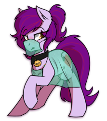 Size: 1280x1440 | Tagged: safe, artist:modularpon, oc, oc:mystic blare, earth pony, pony, bell, bell collar, collar, crossdressing, femboy, male, ponytail, simple background, solo, stallion, transparent background, trap