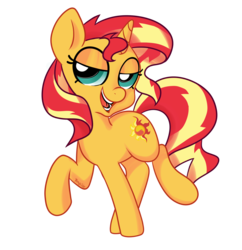 Size: 1369x1413 | Tagged: safe, artist:ponycide, sunset shimmer, pony, unicorn, g4, bedroom eyes, cute, female, lidded eyes, mare, open mouth, shimmerbetes, simple background, solo, transparent background