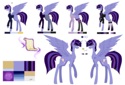 Size: 7937x5385 | Tagged: safe, artist:moonlight0shadow0, oc, oc only, oc:hesitant enchantment, alicorn, pony, icey-verse, alicorn oc, black socks, boots, chest fluff, clothes, crown, ear piercing, earring, glasses, hoodie, horn, horn ring, jeans, jewelry, male, next generation, offspring, pants, parent:flash sentry, parent:twilight sparkle, parents:flashlight, piercing, raised hoof, reference sheet, regalia, scarf, shirt, shoes, simple background, socks, solo, spread wings, stallion, stockings, striped socks, suit, sweater, t-shirt, tattoo, thigh highs, transparent background, turtleneck, wings