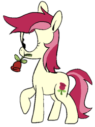 Size: 416x555 | Tagged: safe, artist:pinkiespresent, roseluck, earth pony, pony, g4, cute, female, flower, flower in mouth, mare, mouth hold, profile, rosabetes, rose, simple background, solo, white background