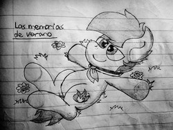 Size: 2560x1920 | Tagged: safe, artist:thebadbadger, oc, oc:phire demon, earth pony, pony, lineart, lined paper, lying down, traditional art