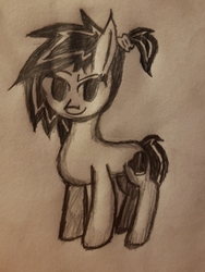 Size: 2677x3569 | Tagged: safe, artist:antique1899, oc, oc only, oc:uppercute, earth pony, pony, high res, lineart, monochrome, solo, traditional art