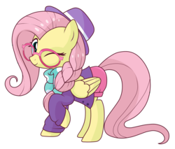 Size: 6000x5107 | Tagged: safe, artist:n0kkun, fluttershy, pony, g4, alternate hairstyle, cute, female, hipstershy, shyabetes, simple background, solo, transparent background, vector