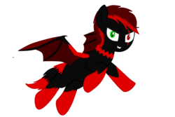 Size: 3000x2000 | Tagged: safe, artist:zethbsoul, oc, oc:zeth b. soul, bat pony, pony, bat pony oc, fangs, heterochromia, high res, red and black oc, simple background, white background