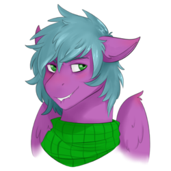 Size: 500x500 | Tagged: artist needed, safe, oc, oc only, oc:kokabiel, pony, vampony, bandana, fangs, male, solo, stallion