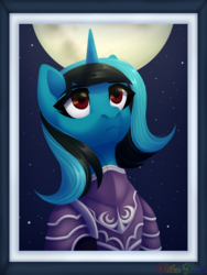 Size: 3000x4000 | Tagged: safe, artist:nika-rain, oc, oc only, pony, unicorn, bust, commission, female, moon, night, portrait, solo, stars