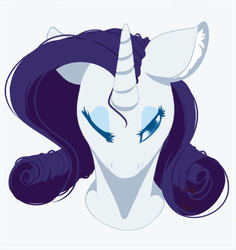 Size: 461x489 | Tagged: safe, artist:sgtscribbles, edit, part of a set, rarity, pony, unicorn, g4, bust, cropped, ear fluff, female, floppy ears, lidded eyes, looking at you, mare, one eye closed, simple background, solo, stray strand, watermark, white background
