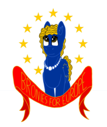 Size: 2484x2940 | Tagged: safe, artist:summerium, oc, oc only, oc:europa, earth pony, pony, bronies for europe, europe, european union, female, high res, mare, mixed media, nation ponies, ponified, simple background, solo, stars, text, transparent background