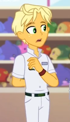 Size: 345x602 | Tagged: safe, screencap, ragamuffin (g4), equestria girls, equestria girls specials, g4, my little pony equestria girls: better together, my little pony equestria girls: spring breakdown, arm behind back, arms, clothes, cropped, freckles, male, pants
