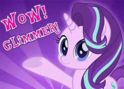 Size: 1616x1154 | Tagged: safe, artist:spookitty, starlight glimmer, pony, g4, female, meme, movie accurate, solo, waving, wow! glimmer