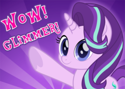 Size: 1616x1154 | Tagged: safe, artist:spookitty, starlight glimmer, pony, g4, female, meme, movie accurate, salute, solo, waving, wow! glimmer