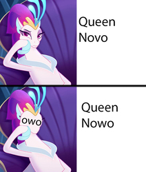 Size: 792x934 | Tagged: safe, edit, queen novo, g4, my little pony: the movie, 1000 years in photoshop, meme, owo, wat