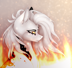 Size: 1971x1863 | Tagged: safe, artist:dawndream2003, oc, oc only, oc:sacred moon, earth pony, pony, bust, female, fire, mare, portrait, solo