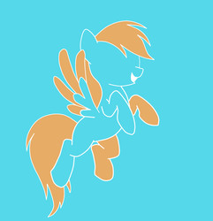 Size: 1920x1992 | Tagged: safe, artist:awesomedude14, derpibooru exclusive, rainbow dash, pegasus, pony, g4, duotone, female, flying, happy, simple background, solo