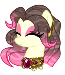 Size: 800x922 | Tagged: safe, artist:crystal-tranquility, oc, oc only, oc:five golden rings, original species, pond pony, pony, bust, eyes closed, female, portrait, simple background, solo, transparent background