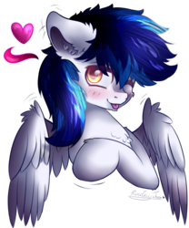 Size: 750x900 | Tagged: safe, artist:kindny-chan, oc, oc only, oc:onex, pegasus, pony, bust, male, one eye closed, portrait, simple background, solo, stallion, transparent background, wink