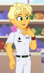 Size: 364x600 | Tagged: safe, screencap, ragamuffin (g4), equestria girls, equestria girls specials, g4, my little pony equestria girls: better together, my little pony equestria girls: spring breakdown, arms, clothes, cropped, freckles, male, pants, smiling, solo