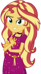 Size: 6780x12000 | Tagged: safe, artist:sunshi, sunset shimmer, equestria girls, equestria girls specials, g4, my little pony equestria girls: better together, my little pony equestria girls: spring breakdown, absurd resolution, clothes, cutie mark on clothes, dress, female, geode of empathy, magical geodes, simple background, smiling, smirk, solo, transparent background, vector