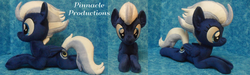 Size: 5000x1500 | Tagged: safe, artist:bluedragonflyplush, night glider, pegasus, pony, g4, female, folded wings, irl, mare, photo, plushie, prone, solo, wings