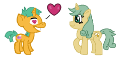 Size: 471x214 | Tagged: safe, artist:drypony198, snails, oc, oc:daylight savings, pony, unicorn, g4, canon x oc, colt, cowboys and equestrians, crack shipping, female, floating heart, heart, heart eyes, mad (tv series), mad magazine, male, mare, profile, shipping, simple background, straight, white background, wingding eyes