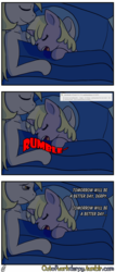 Size: 1280x3029 | Tagged: safe, artist:outofworkderpy, derpy hooves, dinky hooves, pegasus, pony, unicorn, comic:out of work derpy, g4, bed, comic, duo, duo female, female, filly, hungry, mare, mother and daughter, night, outofworkderpy, stomach noise, tumblr, tumblr comic