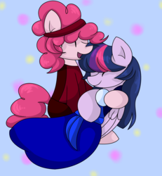 Size: 3192x3448 | Tagged: safe, artist:mississippikite, pinkie pie, twilight sparkle, alicorn, earth pony, pony, g4, 30 day otp challenge, clothes, cosplay, costume, crossover, cute, diapinkes, duo, duo female, eyes closed, female, happy, high res, lesbian, mare, missing horn, open mouth, ruby (steven universe), rupphire, sapphire (steven universe), ship:twinkie, shipping, smiling, steven universe, twiabetes, twilight sparkle (alicorn)