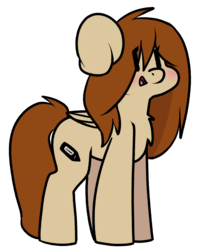Size: 1151x1288 | Tagged: safe, artist:spoopygander, oc, oc only, oc:red stroke, pegasus, pony, blushing, chest fluff, chibi, cute, female, happy, mare, smiling, solo