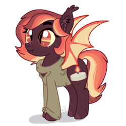 Size: 768x768 | Tagged: safe, artist:awoomarblesoda, oc, oc only, oc:tender warmth, bat pony, pony, clothes, female, mare, scrunchy face, simple background, solo, sweater, transparent background