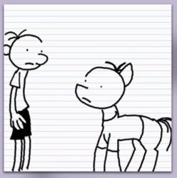 Size: 327x330 | Tagged: safe, screencap, human, pony, g4, diary of a wimpy kid, human and pony, parody, style emulation, there was an attempt