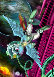 Size: 4250x6000 | Tagged: safe, artist:darksly, rainbow dash, pegasus, pony, g4, absurd resolution, astronaut, female, mare, solo, spacesuit