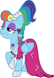 Size: 4251x6041 | Tagged: safe, artist:shootingstarsentry, rainbow dash, pegasus, pony, g4, sparkle's seven, absurd resolution, alternate hairstyle, clothes, dress, female, mare, megara, megaradash, simple background, solo, that was fast, transparent background, vector