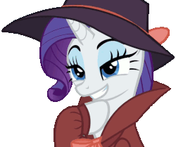 Size: 540x451 | Tagged: safe, screencap, rarity, pony, unicorn, g4, sparkle's seven, animated, detective rarity, eyebrow wiggle, female, gif, simple background, transparent background
