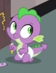 Size: 188x245 | Tagged: safe, screencap, spike, dragon, g4, sparkle's seven, baby, baby dragon, baby spike, claws, cropped, cute, diaper, infant, male, smiling, solo, spikabetes, tail