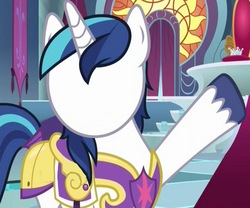 Size: 1067x889 | Tagged: safe, edit, edited screencap, screencap, shining armor, pony, unicorn, g4, sparkle's seven, 200th episode, crown, hard-won helm of the sibling supreme, no face