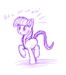 Size: 2300x2620 | Tagged: artist needed, source needed, safe, cat pony, original species, pony, cute, dialogue, ear fluff, high res, missing cutie mark, solo