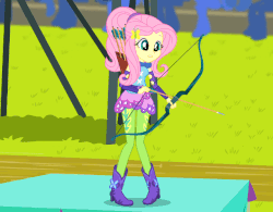 Size: 640x500 | Tagged: safe, screencap, fluttershy, equestria girls, g4, my little pony equestria girls: friendship games, animated, arrow, bow, bow (weapon), bow and arrow, cute, epic fail, fail, female, gif, shyabetes, weak, weapon, wimp