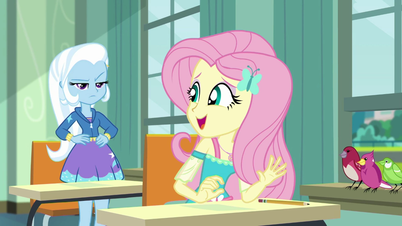 #2018282 - safe, screencap, fluttershy, trixie, a little birdie told me ...