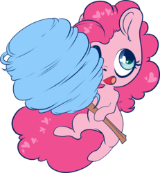 Size: 1874x2029 | Tagged: safe, artist:cutepencilcase, derpibooru exclusive, pinkie pie, earth pony, pony, g4, chibi, cotton candy, cute, diapinkes, female, happy, heart, mare, simple background, solo, transparent background