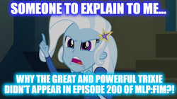 Size: 896x500 | Tagged: safe, edit, edited screencap, screencap, trixie, equestria girls, g4, my little pony equestria girls: rainbow rocks, sparkle's seven, image macro, meme, text, trixie yells at everything
