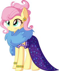 Size: 6142x7394 | Tagged: safe, artist:cyanlightning, fluttershy, pegasus, pony, g4, viva las pegasus, .svg available, absurd resolution, bracelet, clothes, cute, ear fluff, ear piercing, female, impossibly rich, jewelry, mare, piercing, shyabetes, simple background, smiling, solo, transparent background, vector