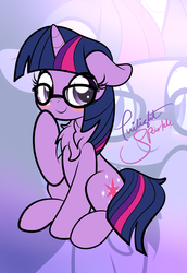 Size: 2069x3000 | Tagged: dead source, safe, artist:php142, sci-twi, twilight sparkle, pony, unicorn, equestria girls, equestria girls specials, g4, my little pony equestria girls: better together, my little pony equestria girls: spring breakdown, accessory, blushing, chest fluff, cute, equestria girls ponified, female, glasses, high res, looking at you, ponified, sitting, solo, twiabetes, unicorn sci-twi, zoom layer