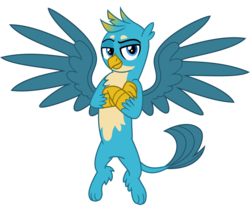 Size: 4500x3800 | Tagged: safe, artist:cheezedoodle96, gallus, griffon, g4, .svg available, blue, crossed arms, flying, looking at you, male, paws, raised eyebrow, simple background, solo, svg, transparent background, vector
